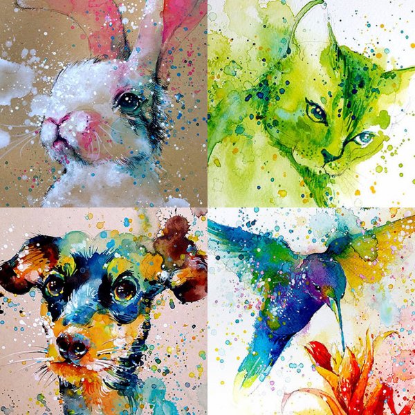 Животные акварелью