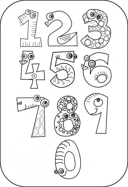 Веселые цифры: раскраска