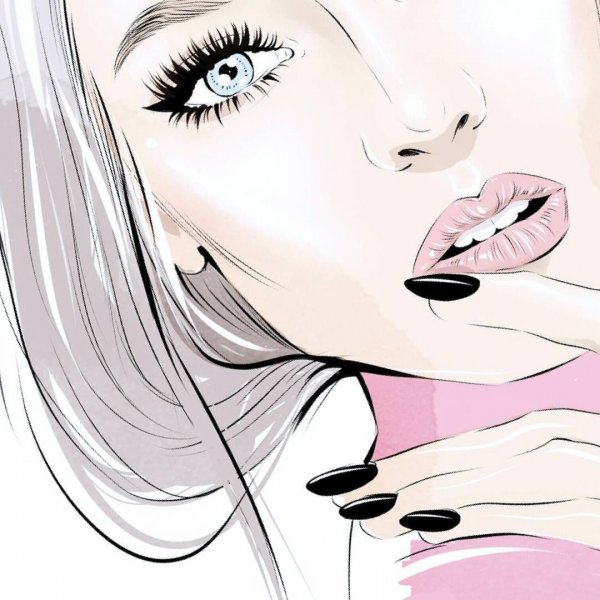 Нарисованная девушка с ресничками