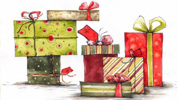 Новогодние подарки Рисованные