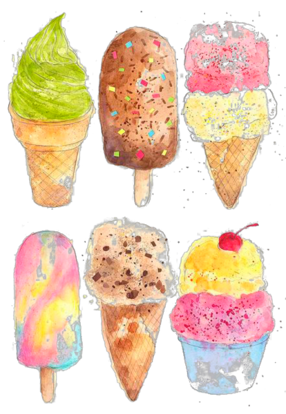 Мороженое акварелью