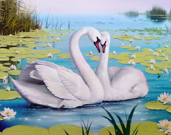 Алмазная мозаика 40x50 qa200257 лебеди