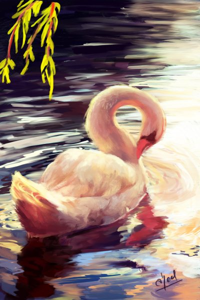 Лебеди живопись