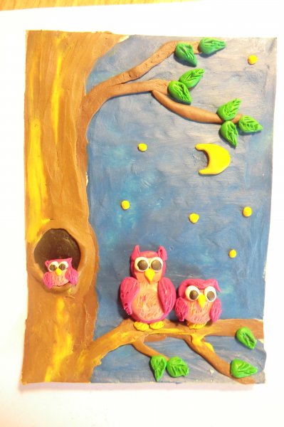 Картина пластилином на картоне