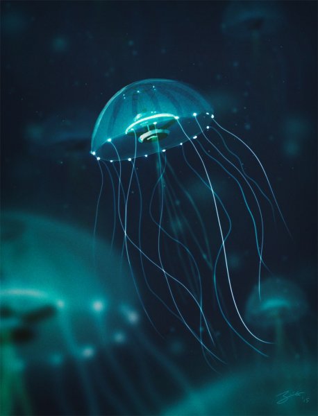 Медуза гуашью