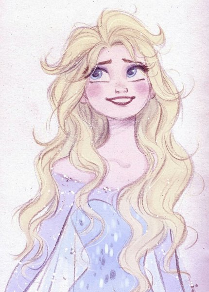 Эльза с распущенными волосами