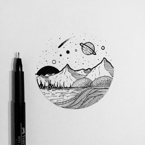 Рисунки чёрной ручкой