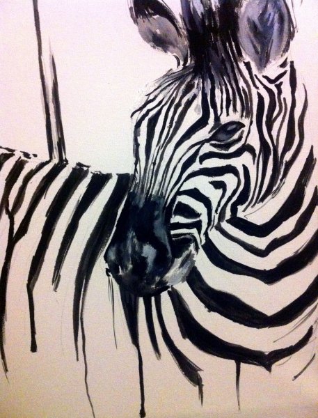 Картина Зебра черно белая