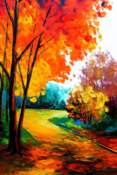 Осенний пейзаж красками