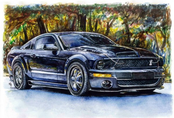 Форд Мустанг gt 500 рисунок
