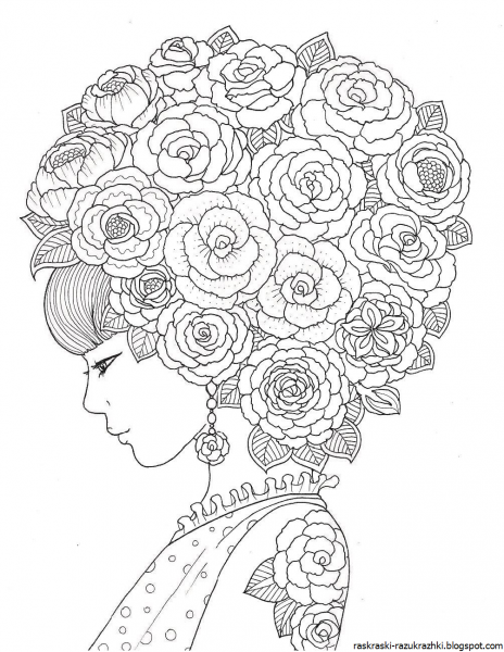 Раскраски для девочек сложные