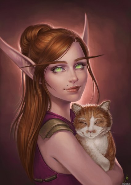 Зелёноволосая эльфийка