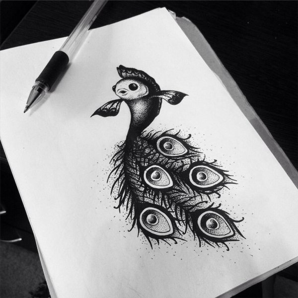 Рисование черной гелевой ручкой