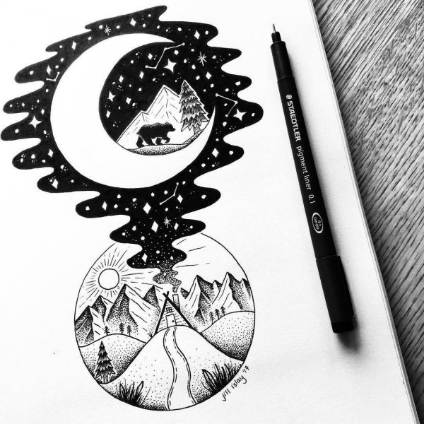 Черном белые рисунки для скечбука