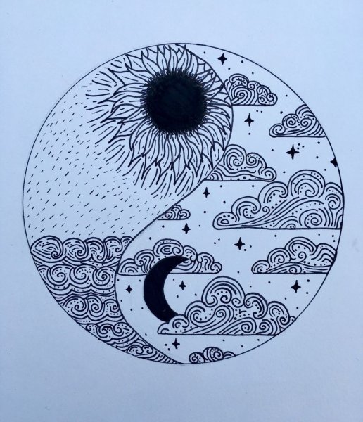 Рисование черной гелевой ручкой