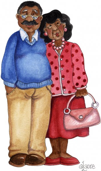 Смешные бабушка и дедушка рисунок