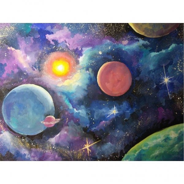 Космический пейзаж гуашью