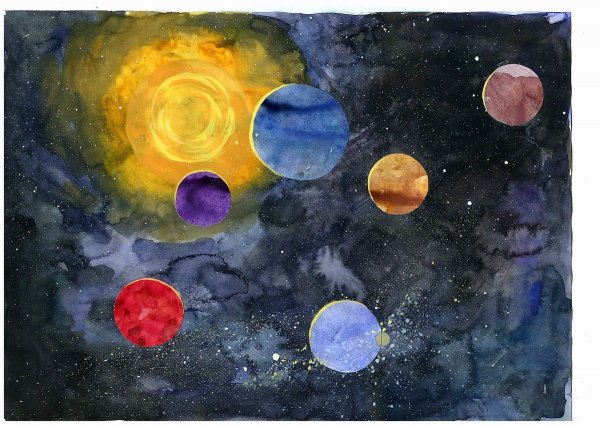 Космос красками для детей