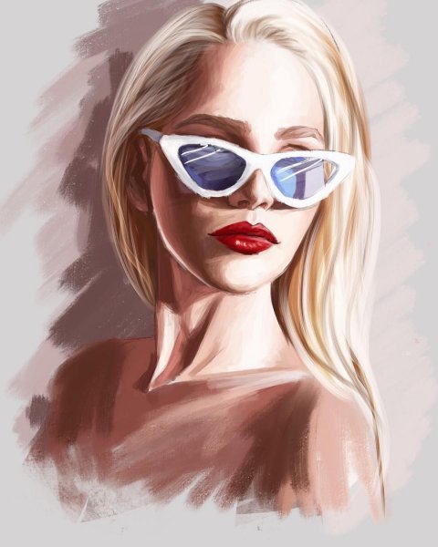Нарисованная девушка в очках