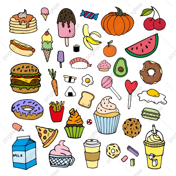 Маленькие рисунки еды