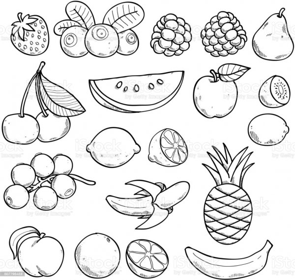 Рисунки для срисовки лёгкие фрукты и овощи