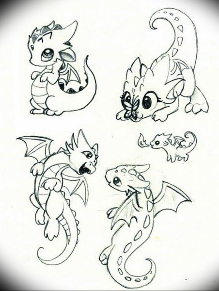 Рисунки для срисовки дракончики