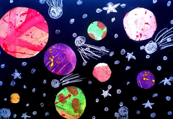 Необычное рисование в начальной школе космоса