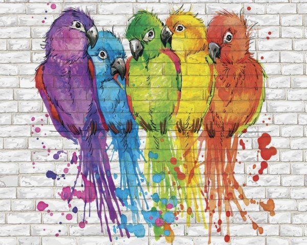 Попугай акварелью