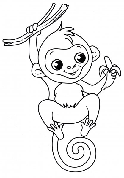 Обезьянка раскраска для малышей
