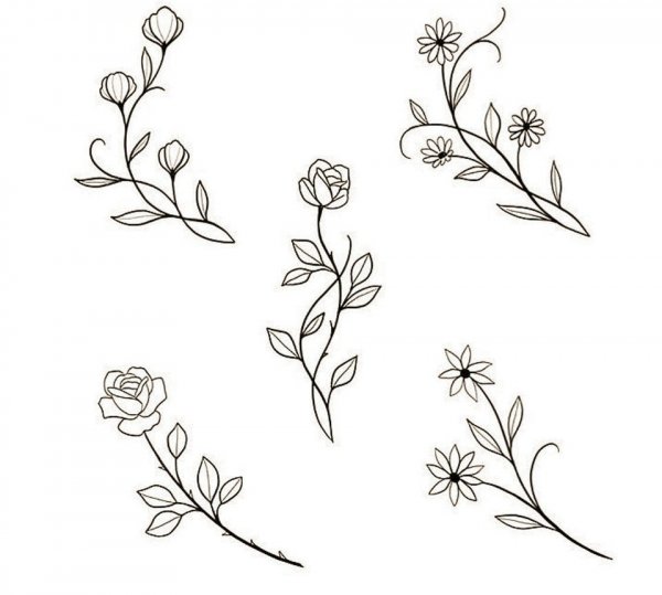 Эскизы тату мелкие цветы