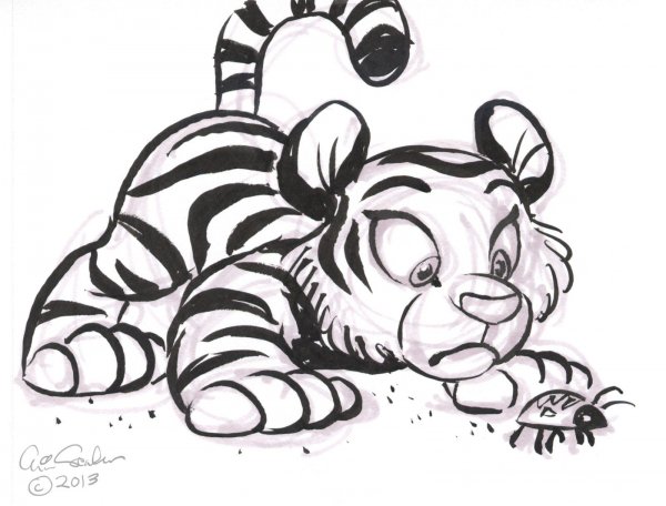 Тигренок карандашом