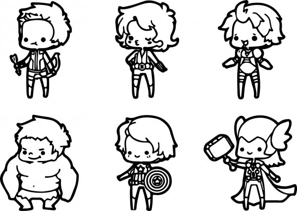 Мстители Чиби раскраски