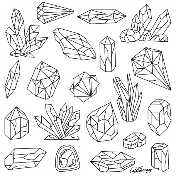 Раскраска камни и минералы