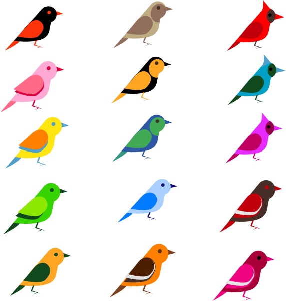 Птички для вырезания цветные