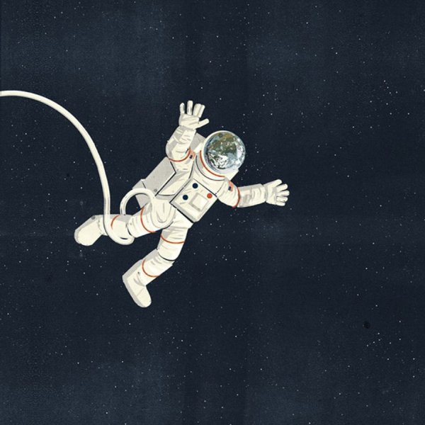 Космонавт летает в космосе