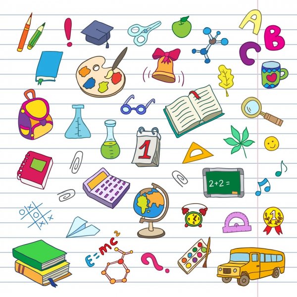 Маленькие рисунки в школьной тетради