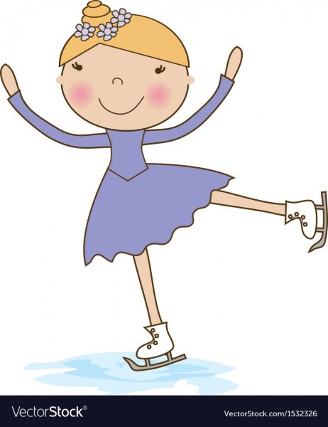 Мультяшная девочка на коньках