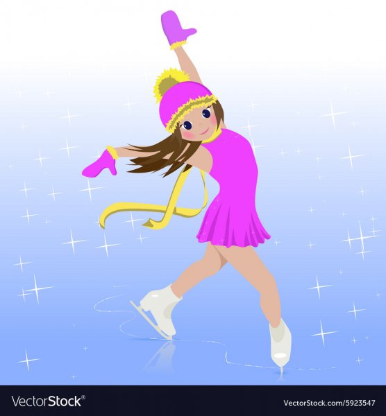 Мультяшка девочка на коньках