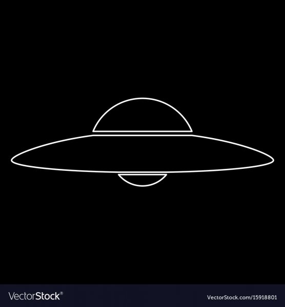 Тарелка НЛО на черном фоне