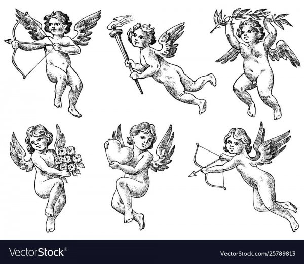 Ангел тату эскиз маленький