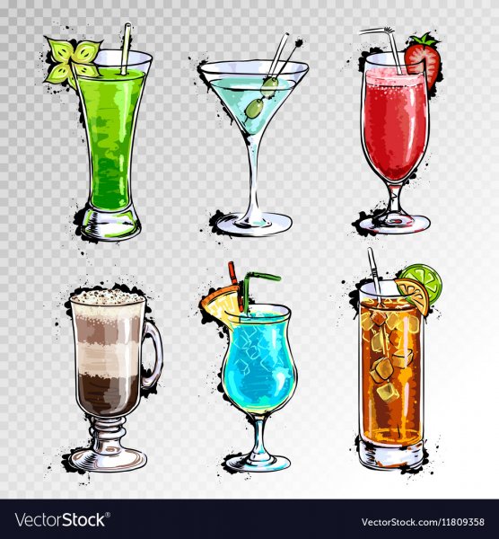 Бокал с напитком нарисован