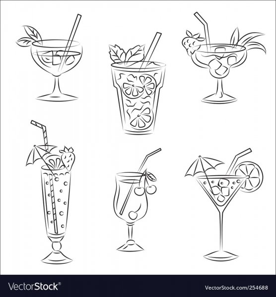 Черно белые коктейли наклейки