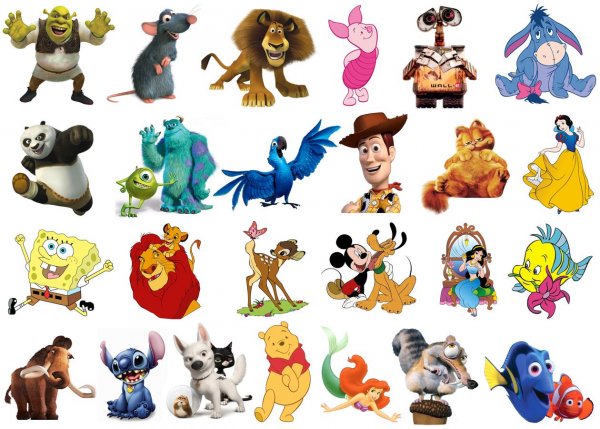 Персонажи зарубежных мультфильмов