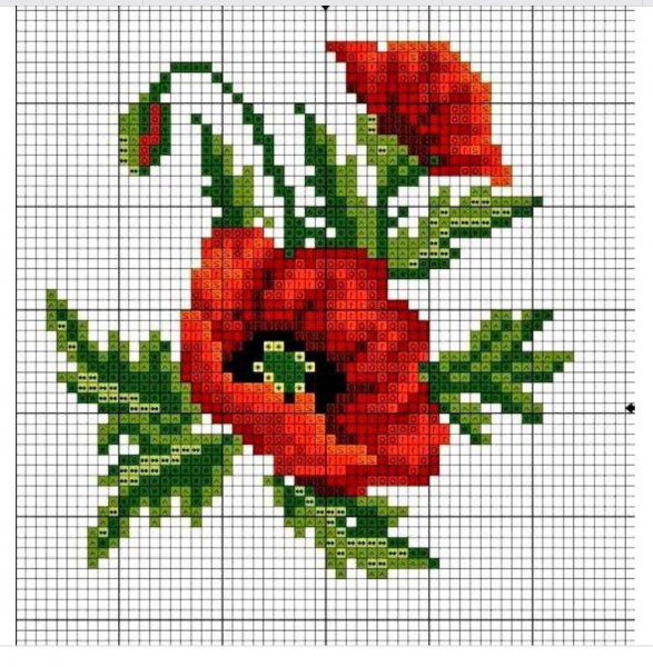 Вышивка крестом маки