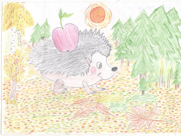 Осенний Ежик рисунок