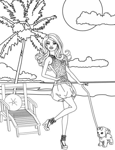 Кукла Барби раскраска