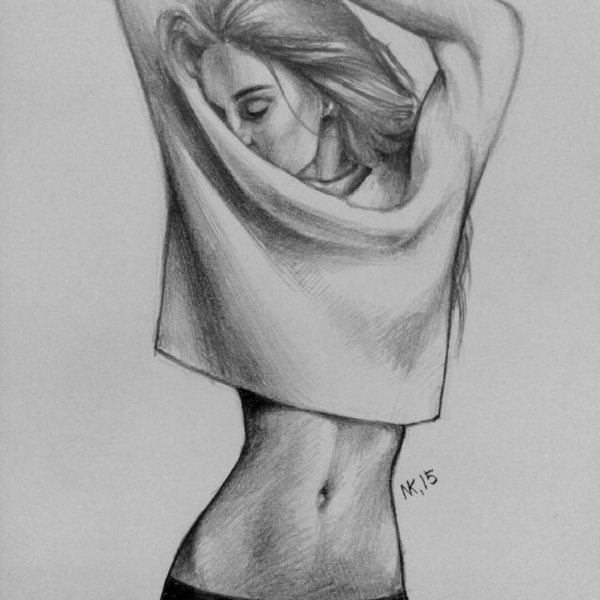 Рисовка девушки карандашом