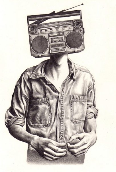 Парень с магнитофоном на плече