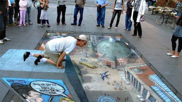 Джулиан Бивер.трехмерные рисунки на асфальте