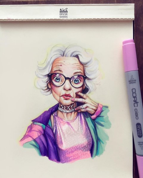 Модная бабка иллюстрации